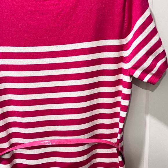 CALVIN KLEIN AUTHENTIC ELECTRIC PINK/WHITE STRIPE KNIT DESIGN SWEATER DRESS - Picture 7 of 13
